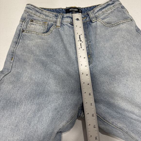 Missguided Womens Jeans Sz 2L High Rise Straight Leg Light Wash Blue Denim Pants - Picture 11 of 15